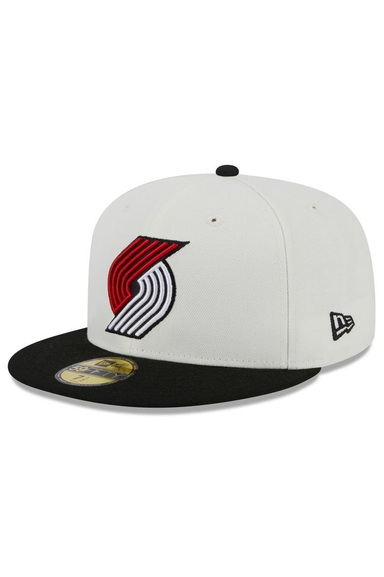 Men's New Era Cream/Black Portland Trail Blazers Retro City Conference Side Patch 59FIFTY Fitted Hat, Alternate, color, Cream