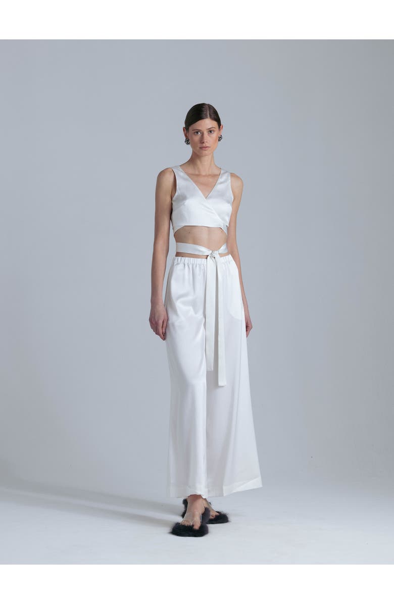 Alas Silk V-Neck Top, Alternate, color, Milk White