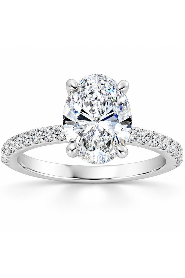 Certified 3 3/8ct Oval Diamond Engagement Ring Hidden Halo Lab Grown Gold, Main, color, 14k White Gold