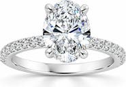 Bliss Diamond Certified 3 3/8ct Oval Diamond Engagement Ring Hidden Halo Lab Grown Gold