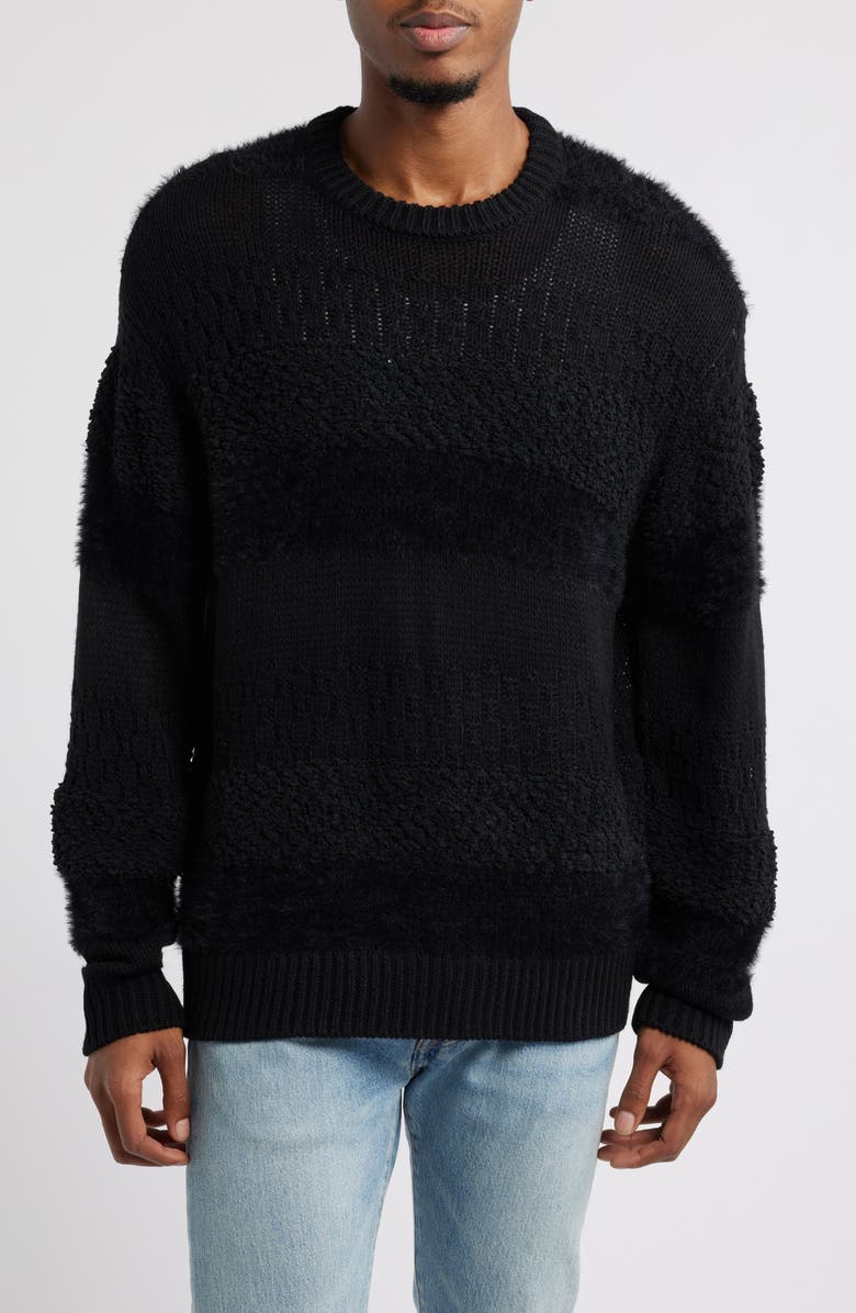 Obey Charles Textured Stripe Crewneck Sweater, Main, color,