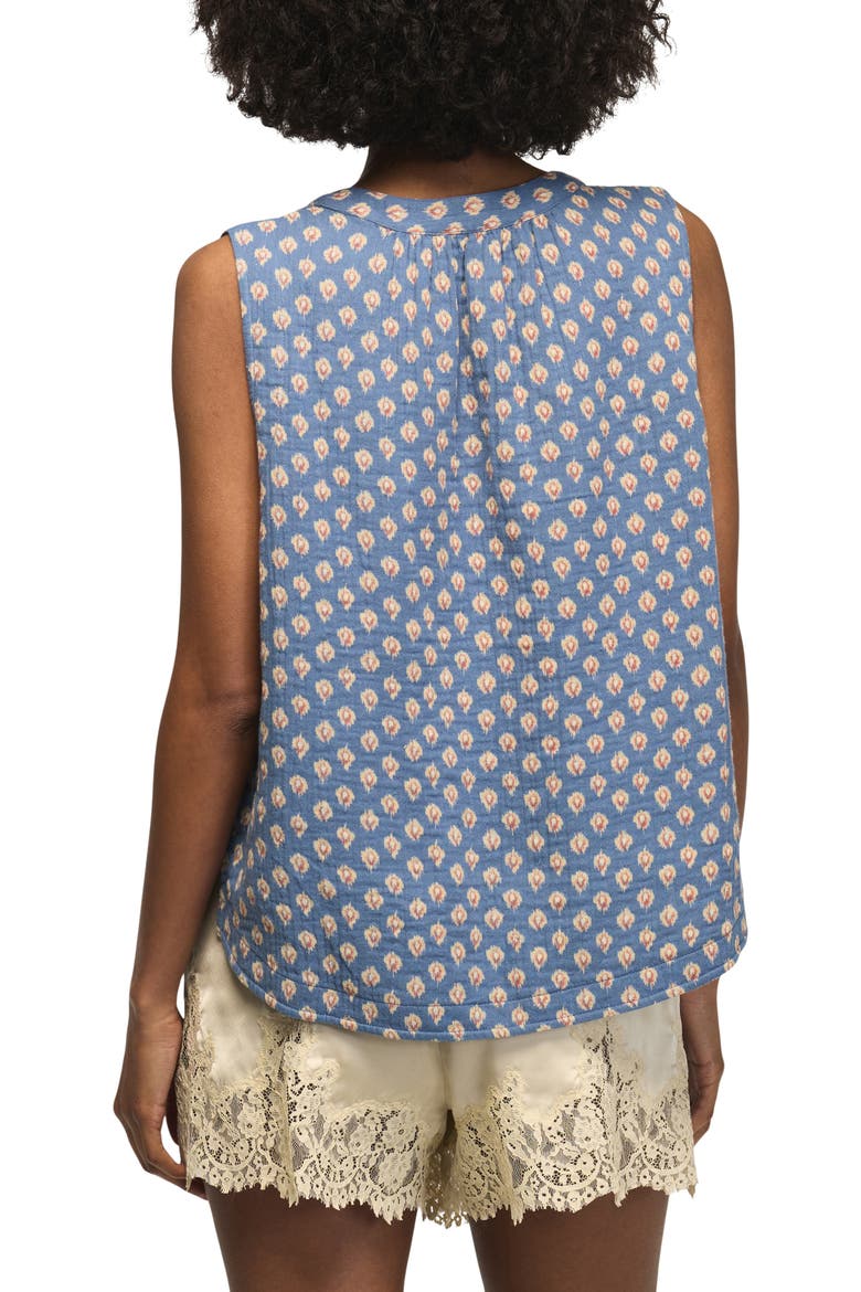 Ikat Print Sleeveless Gauze Top, Alternate, color, NAVY IKAT