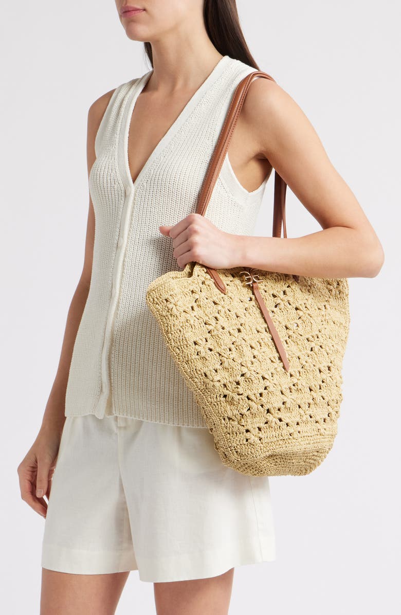 Sam Edelman Layla Floral Raffia Tote Bag, Alternate, color, Neutral