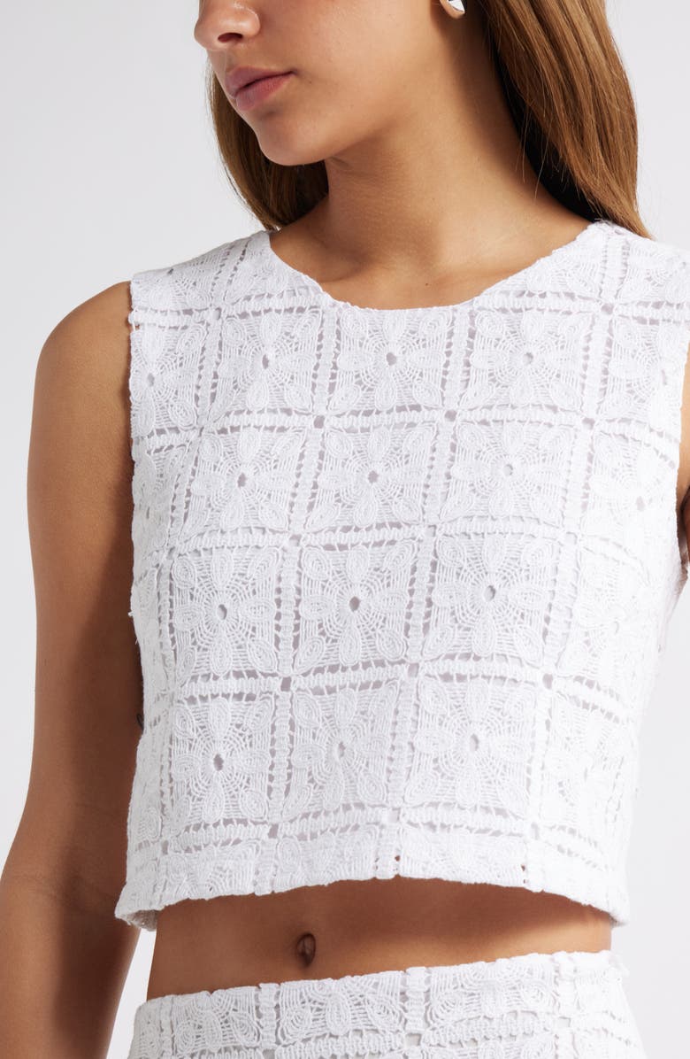 Open Edit Sleeveless Lace Tank Top, Alternate, color, White