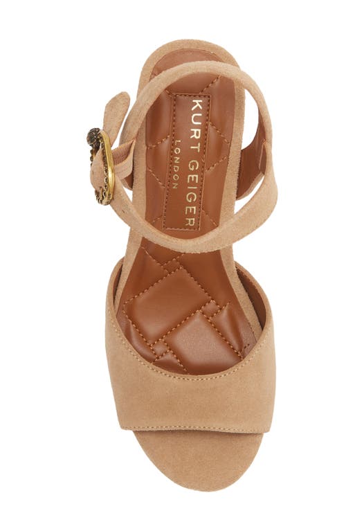 Kurt Geiger London Mayfair Cork Block Heel Ankle Strap Sandal In Brown