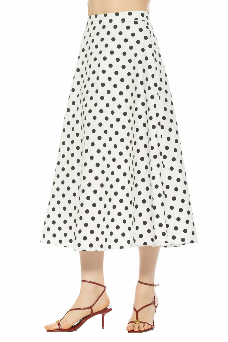 Brilyn Linen Midi Skirt, Alternate, color, IVORY POLKA