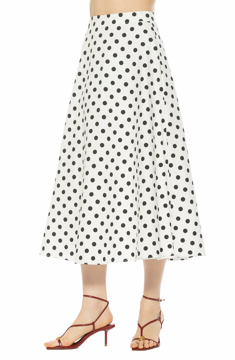 Alexia Admor Brilyn Linen Midi Skirt, Alternate, color, Ivory Polka