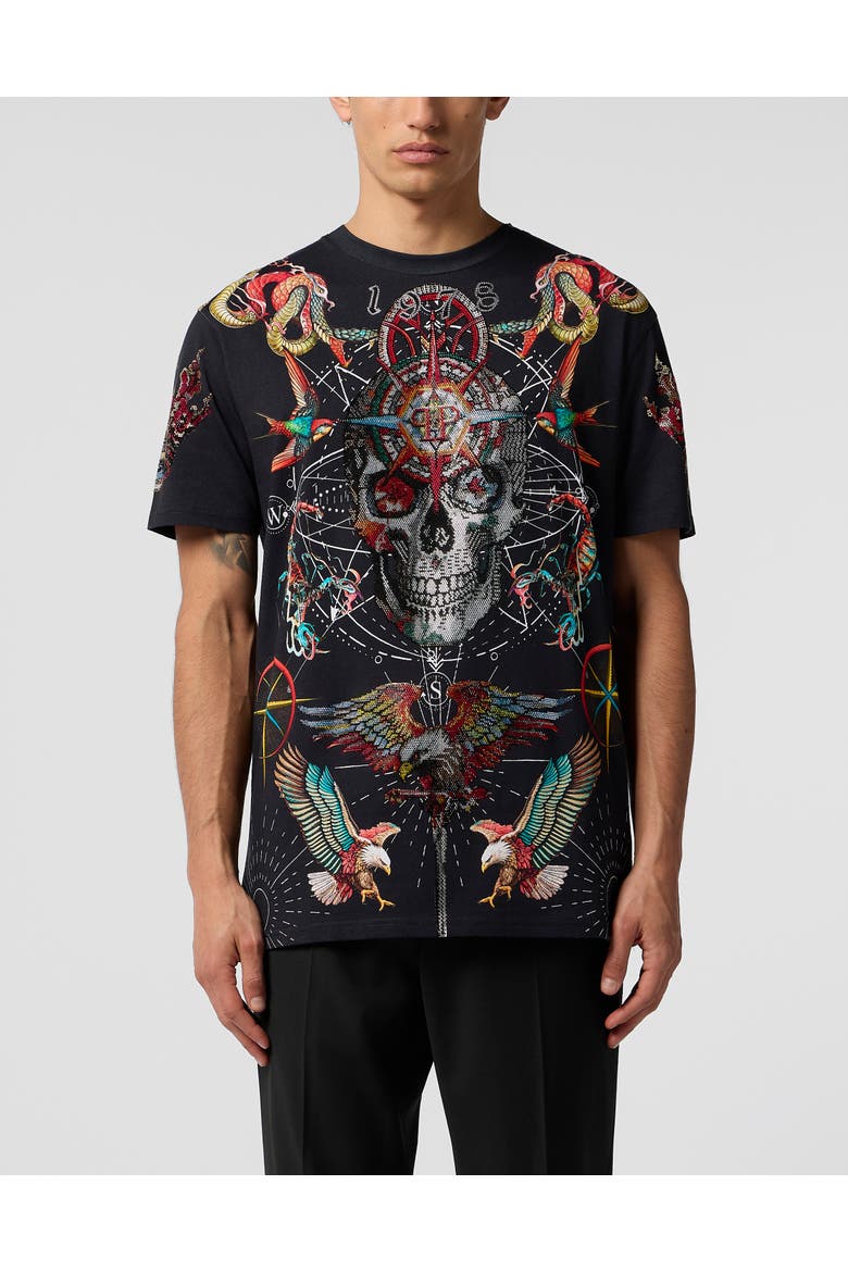 Round Neck T-Shirt Tattoo Stones Men, Main, color, black