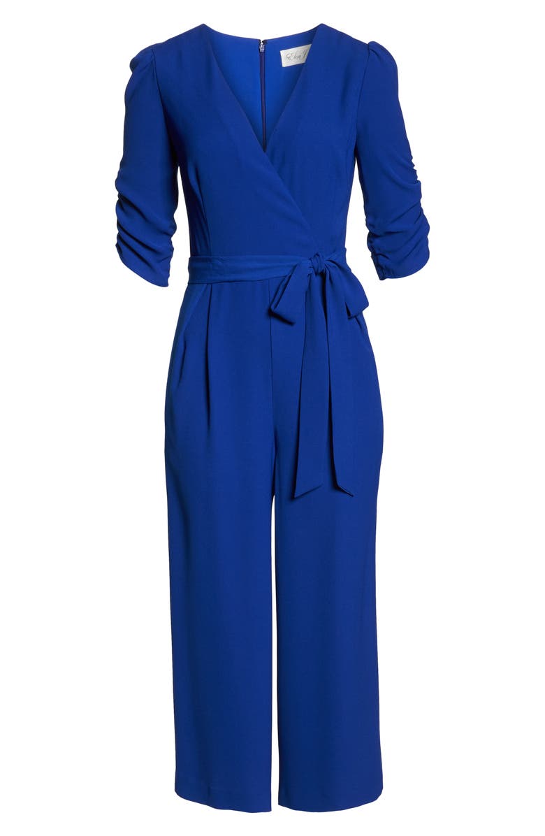 Eliza J Ruched Sleeve Wide Leg Jumpsuit, Alternate, color, 