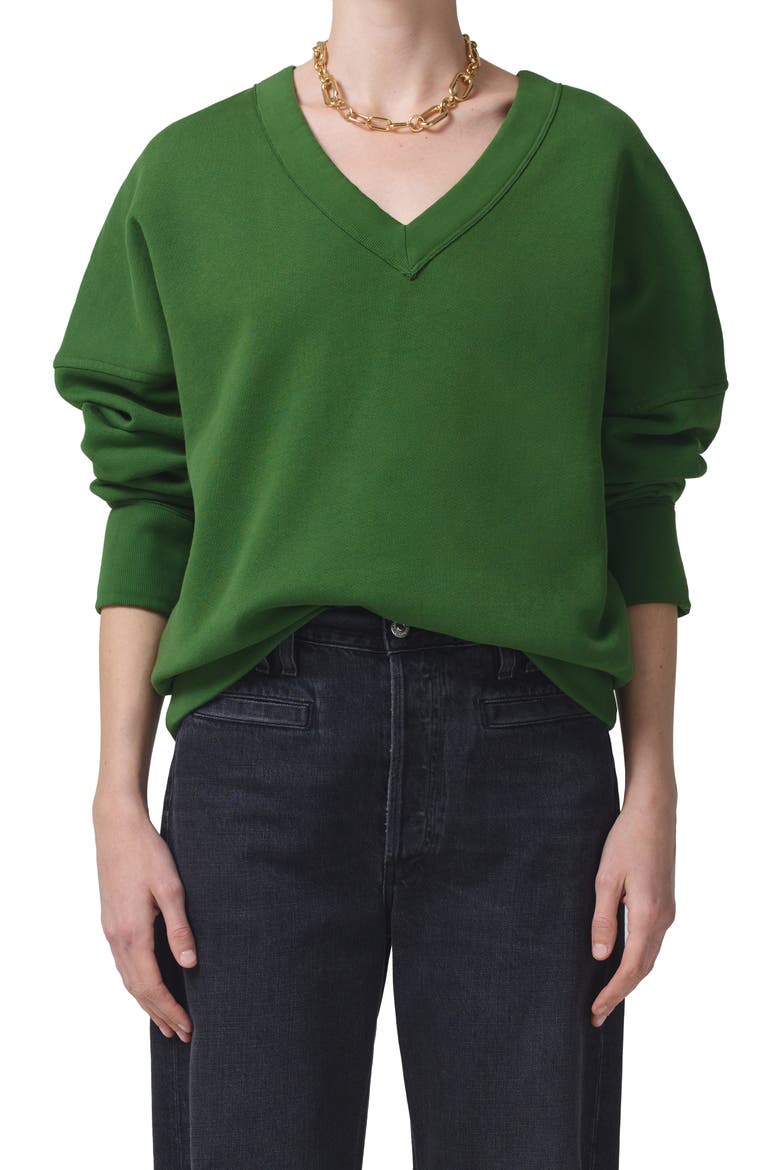 Ronan V-Neck Sweatshirt, Main, color, FERN