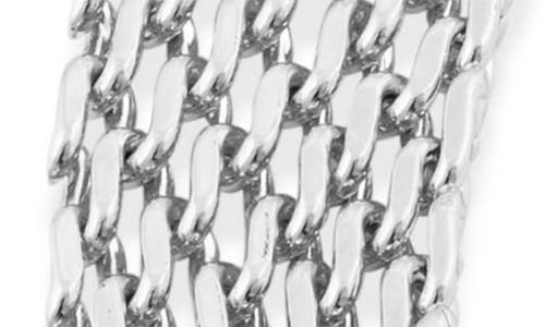 Savvy Cie Jewels Rhodium Plated Mesh Greek Key Statement Bracelet In Silver