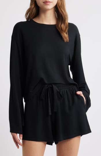 Open Edit Solid Stretch Modal Short Pajamas In Black