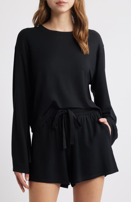 Open Edit Solid Stretch Modal Short Pajamas In Black