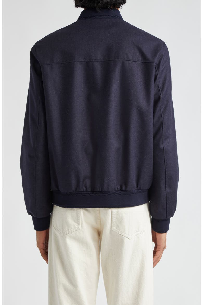 Silk Tweed Reversible Bomber Jacket, Alternate, color, NAVY