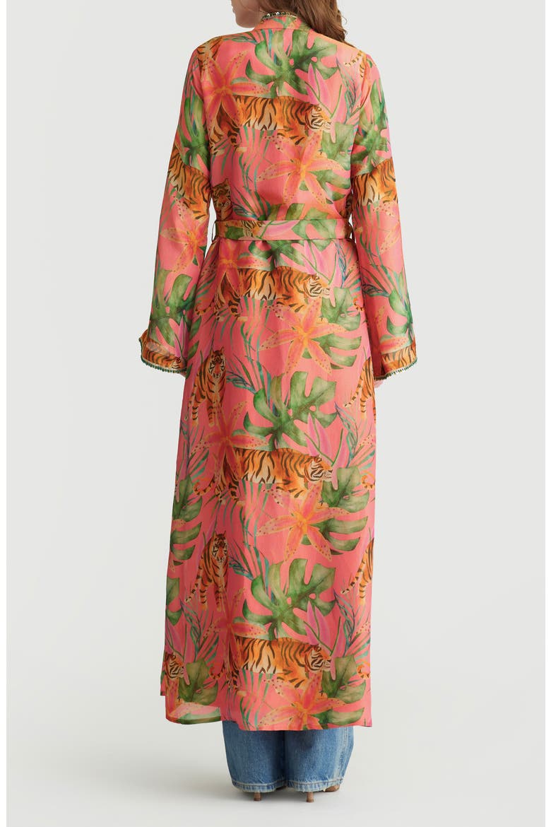 Shira Tiger Print Duster, Alternate, color, PINK