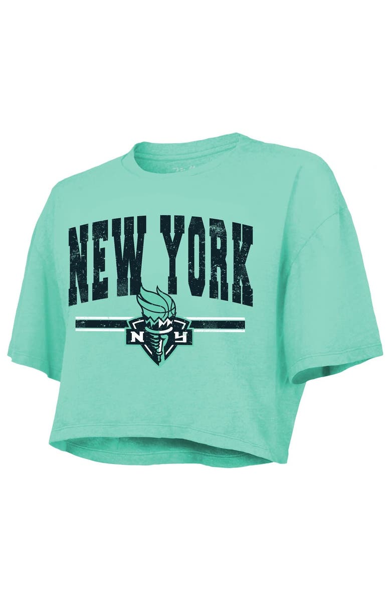 Majestic Threads Women's Majestic Threads Mint New York Liberty Chalk Stripe Boxy Crop Top, Alternate, color, Mint