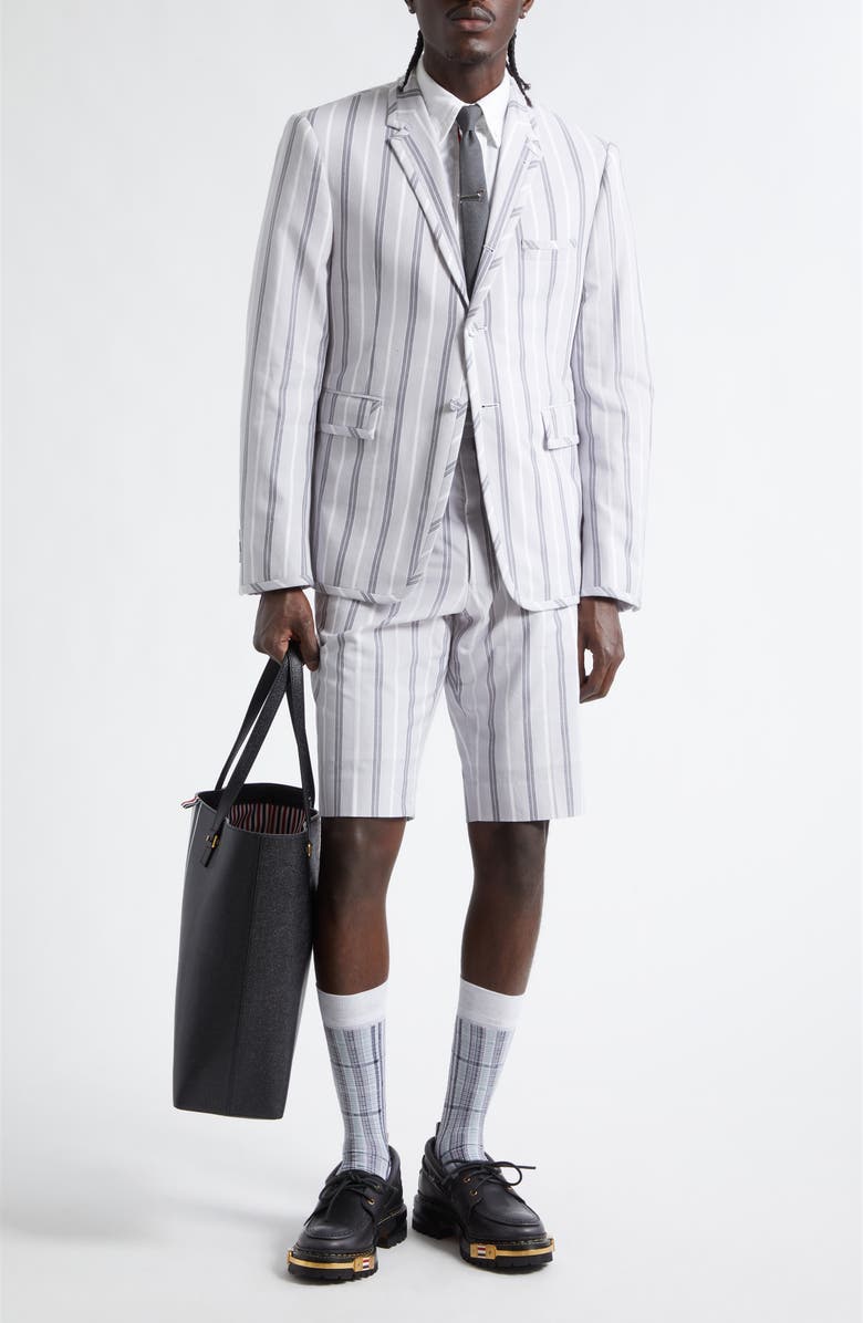 Thom Browne Fit 1 Stripe Backstrap Shorts, Alternate, color, Medium Grey