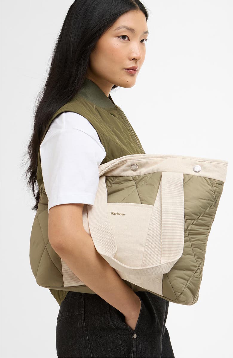 Barbour Healy Mixed Media Tote, Alternate, color, Bleached Olive