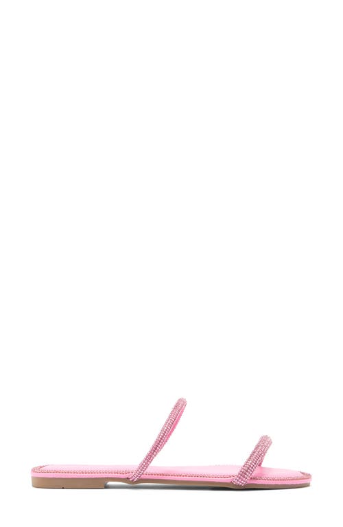Wild Diva Lounge Roo Rhinestone Slide Sandal In Pink