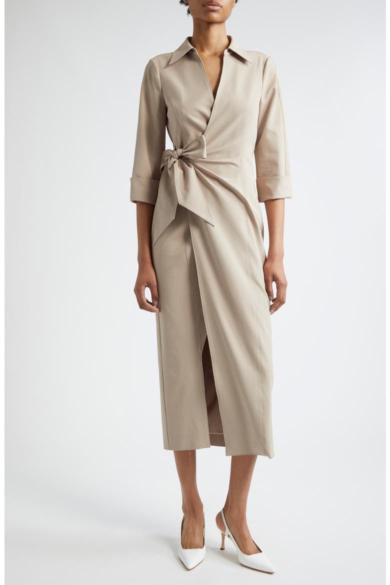 Cayleigh Wrap Midi Dress, Main, color, KHAKI