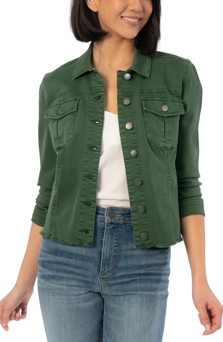 KUT from the Kloth Kara Fray Hem Denim Trucker Jacket, Main, color,