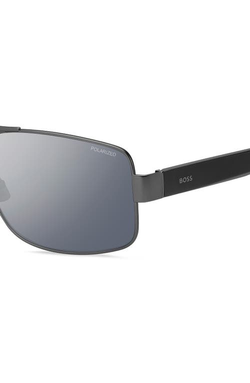Hugo Boss Boss 62mm Oversize Polarized Navigator Sunglasses In Dark Ruthenium/grey Polar