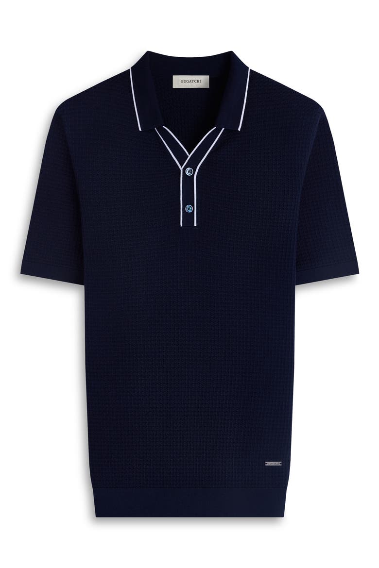 Waffle Stitch Polo Sweater, Alternate, color, NAVY
