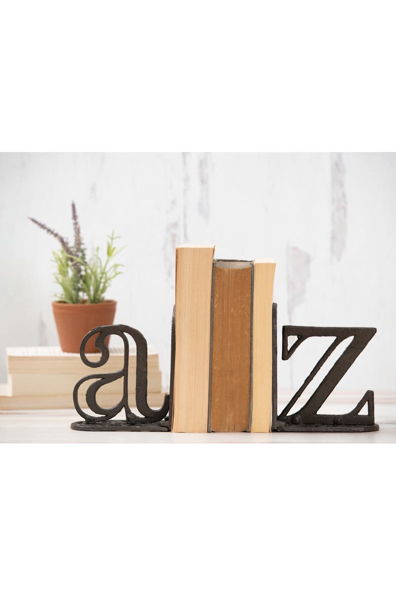 Metal Brown A and Z Bookends, Alternate, color, Brown