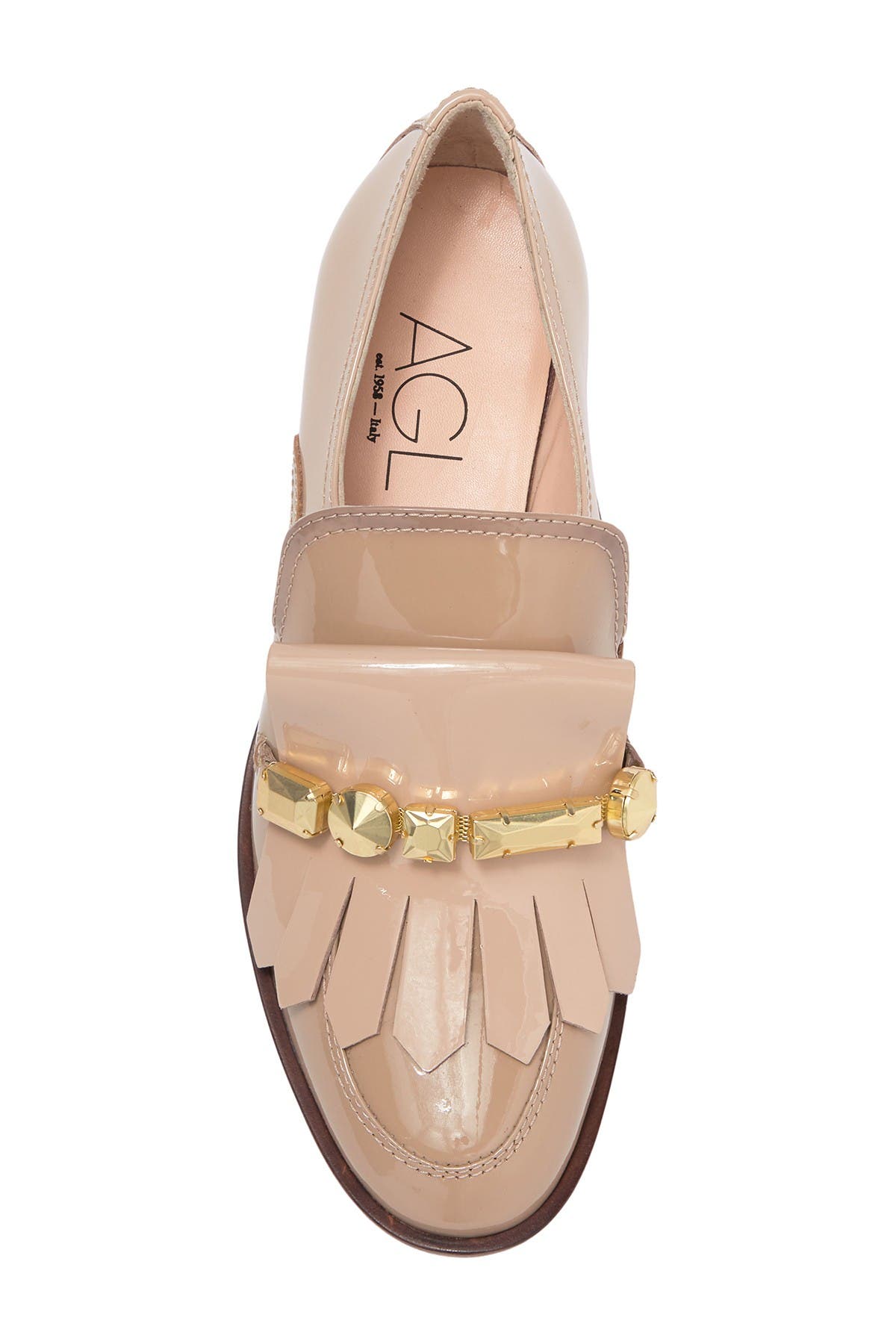 AGL Studded Fringe Trim Leather Loafer (Women) | Nordstromrack