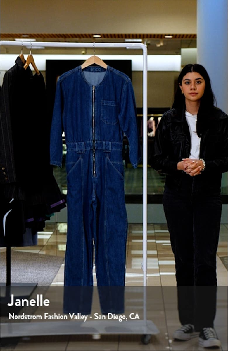 Fatima Long Sleeve Denim Jumpsuit, sales video thumbnail