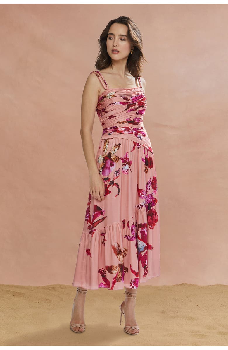 AMUR Daniella Printed Viscose Midi, Alternate, color, Warm Speckled Iris