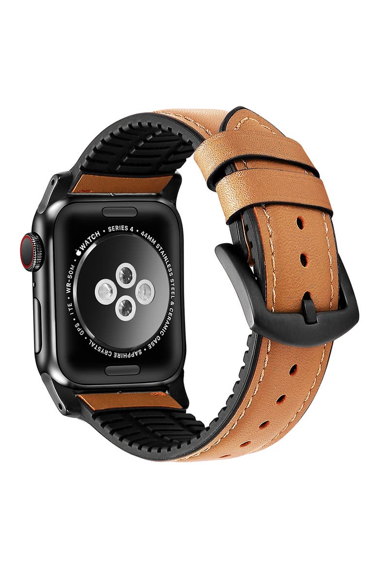 Leather Apple Watch® Watchband, Alternate, color, BROWN