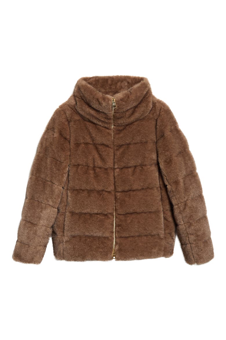 Faux Fur Short Puffer Jacket, Alternate, color, 8810 DARK BROWN