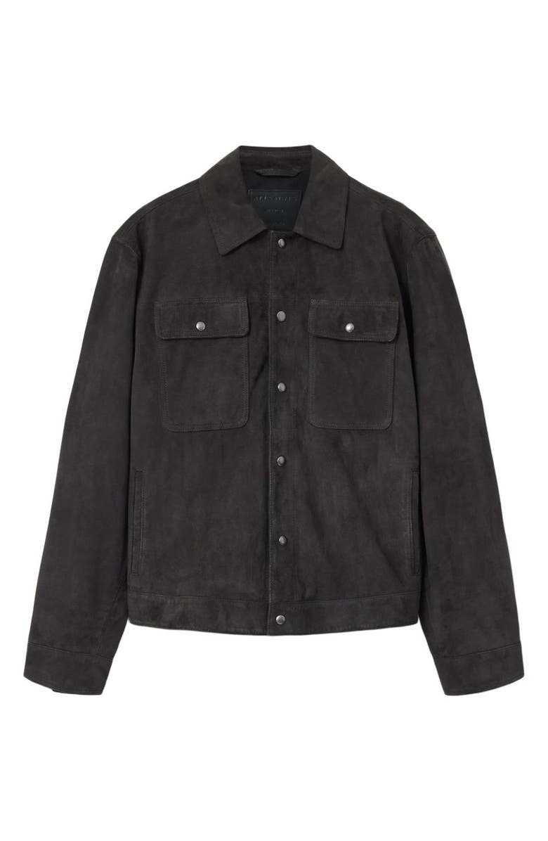 AllSaints Shelton Goatskin Suede Jacket, Alternate, color, Washed Black