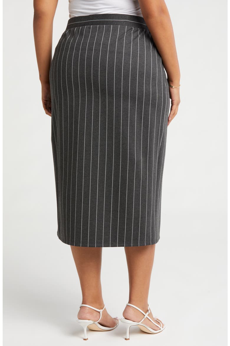 Kim Ponte Pencil Skirt, Alternate, color, CHARCOAL GREY/ WHITE PINSTRIPE