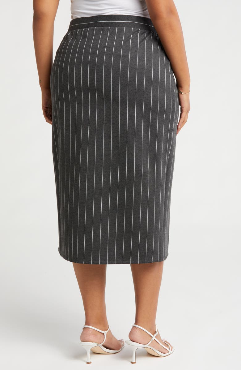 BY DESIGN Kim Ponte Pencil Skirt, Alternate, color, Charcoal Grey/ White Pinstripe