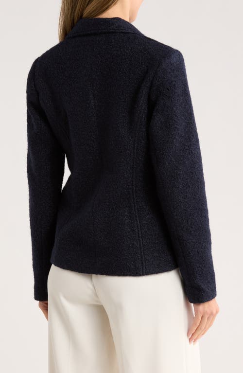 Amanda & Chelsea Notch Lapel Bouclé Blazer In Blue