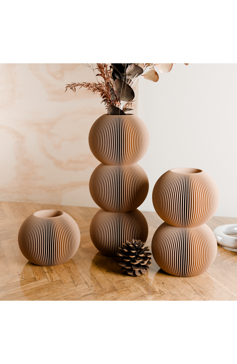 Modernized Pottery Bubble Vase Set, Main, color, Natural Wood