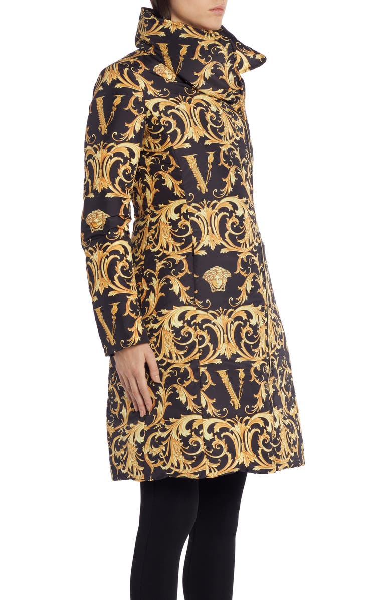 Versace V-Barocco Print Down Puffer Coat, Alternate, color, 