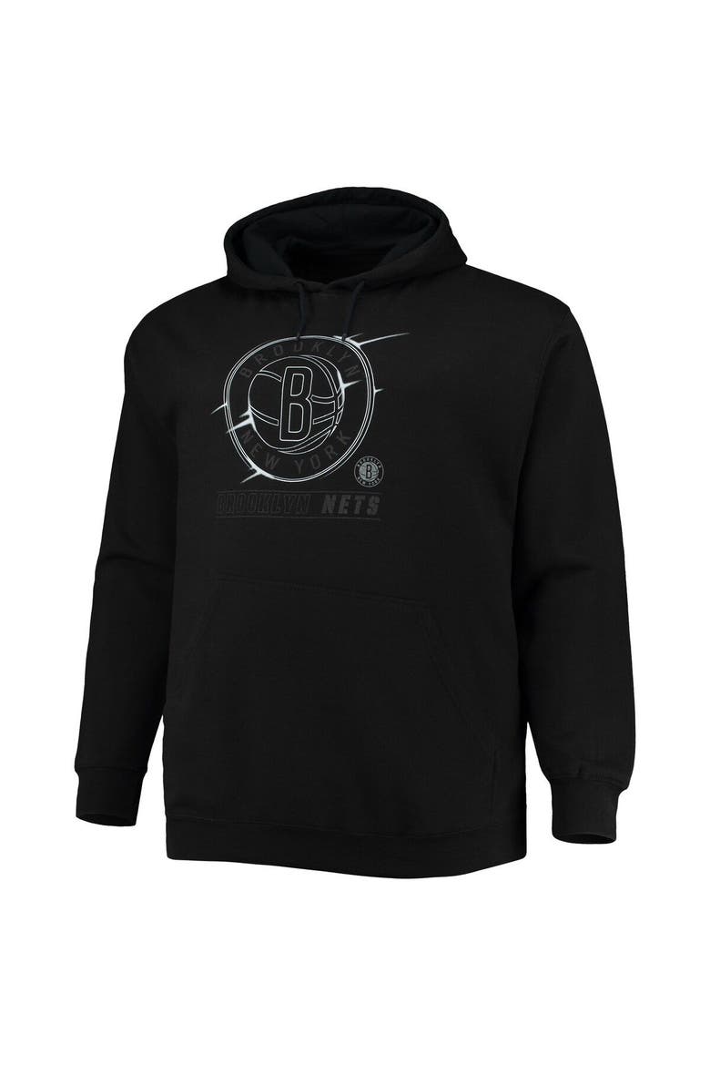 Men's Black Brooklyn Nets Big & Tall Pop Pullover Hoodie, Alternate, color, Black
