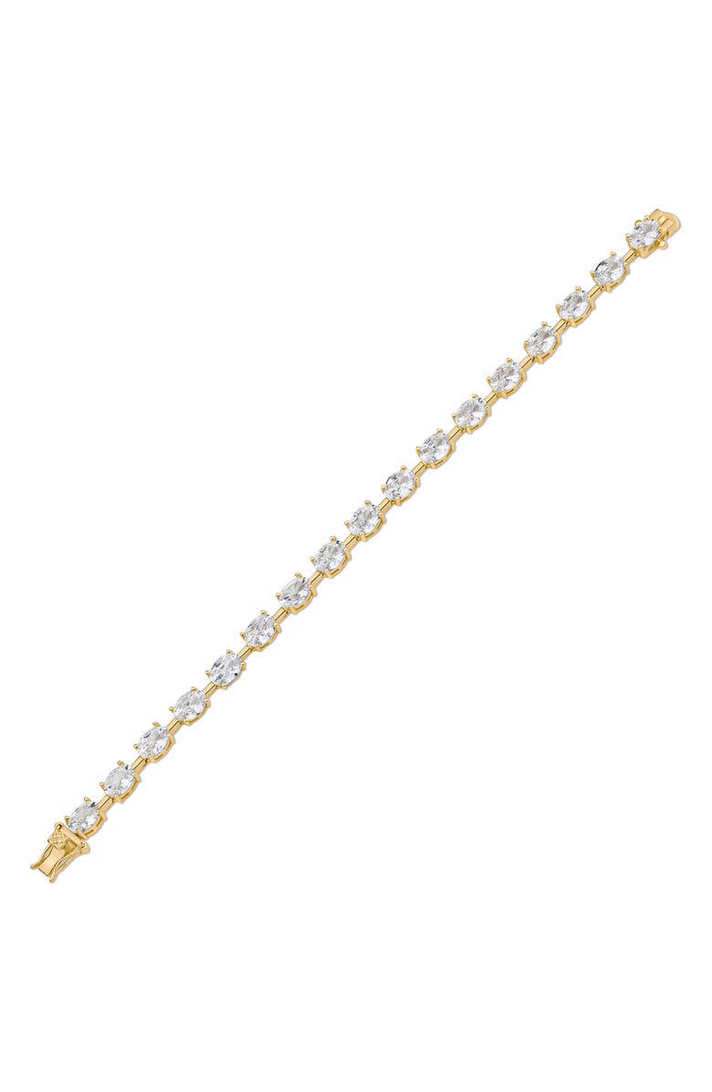 CZ by Kenneth Jay Lane Oval Cubic Zirconia Tennis Bracelet, Main, color, Clear Gold