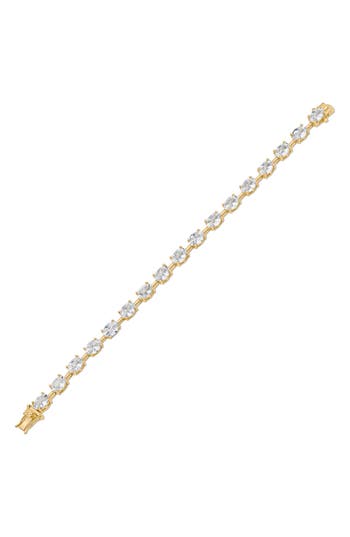 Cz By Kenneth Jay Lane Oval Cubic Zirconia Tennis Bracelet In Clear Gold