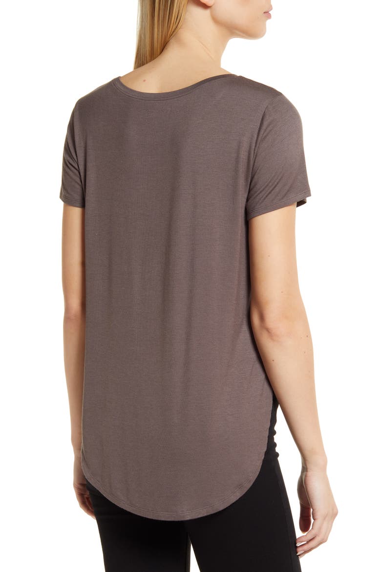 Shirttail Hem T-Shirt, Alternate, color, BROWN ASH