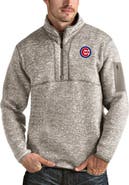 ANTIGUA Men's Antigua Oatmeal Chicago Cubs Fortune Quarter-Zip Pullover Jacket