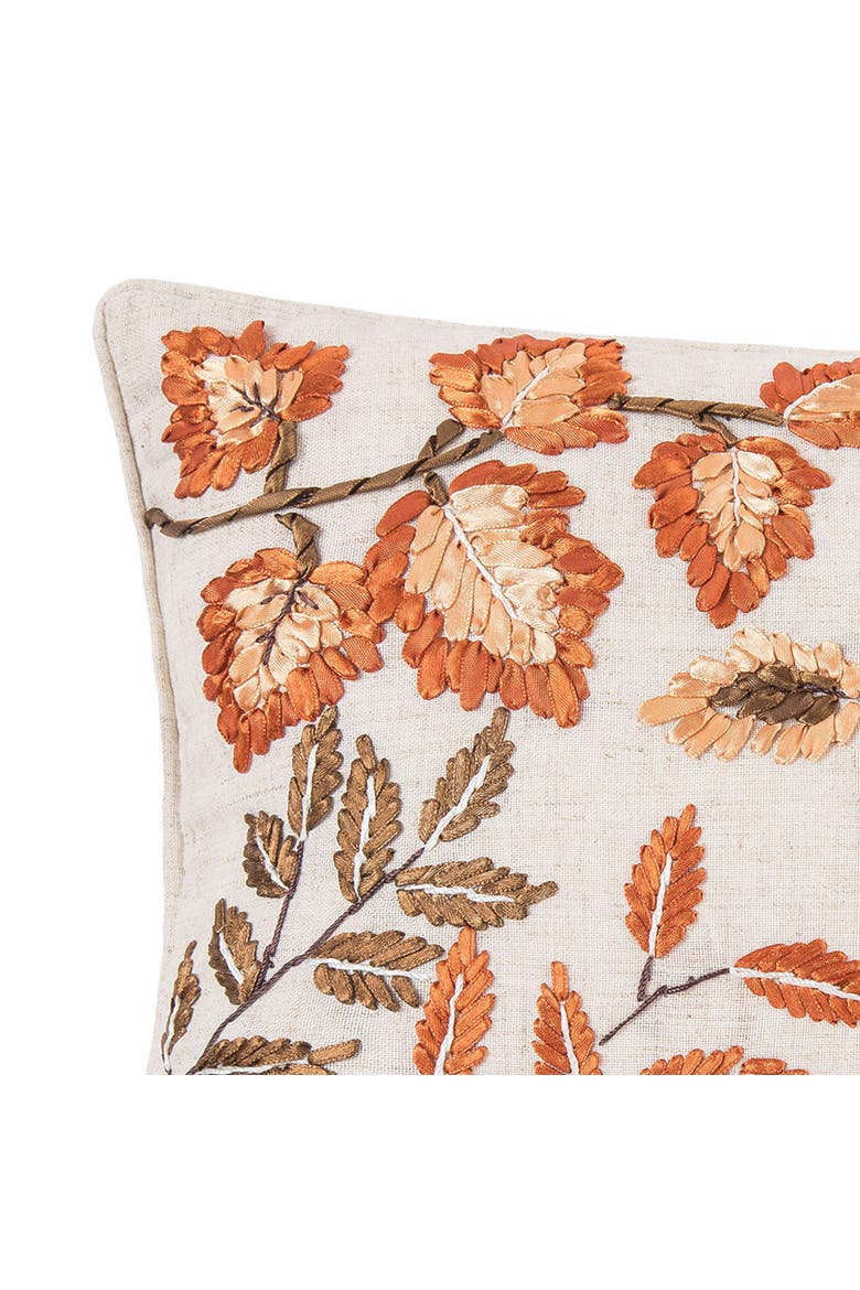 Autumn Floral Leaves Handcrafted Small Long Accent Pillow 12" x 18", Alternate, color, Orange