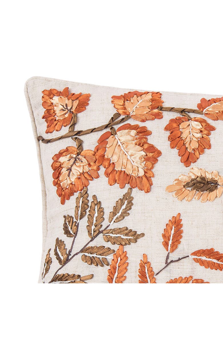 C&F Home Autumn Floral Leaves Handcrafted Small Long Accent Pillow 12" x 18", Alternate, color, Orange