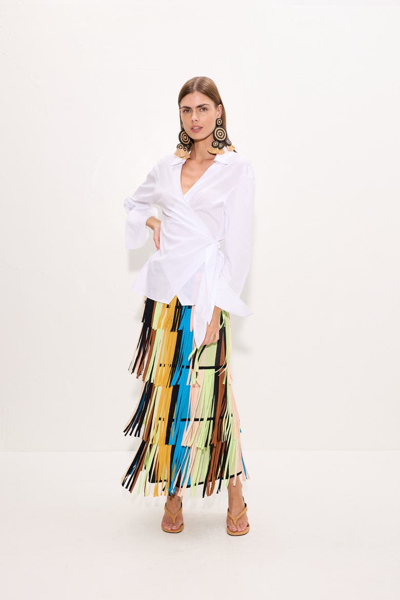 Anya Poplin Wrap Top, Alternate, color, Macadamia