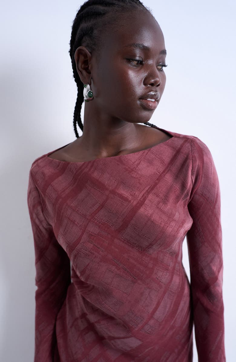 Topshop Abstract Print Long Sleeve Minidress, Alternate, color,