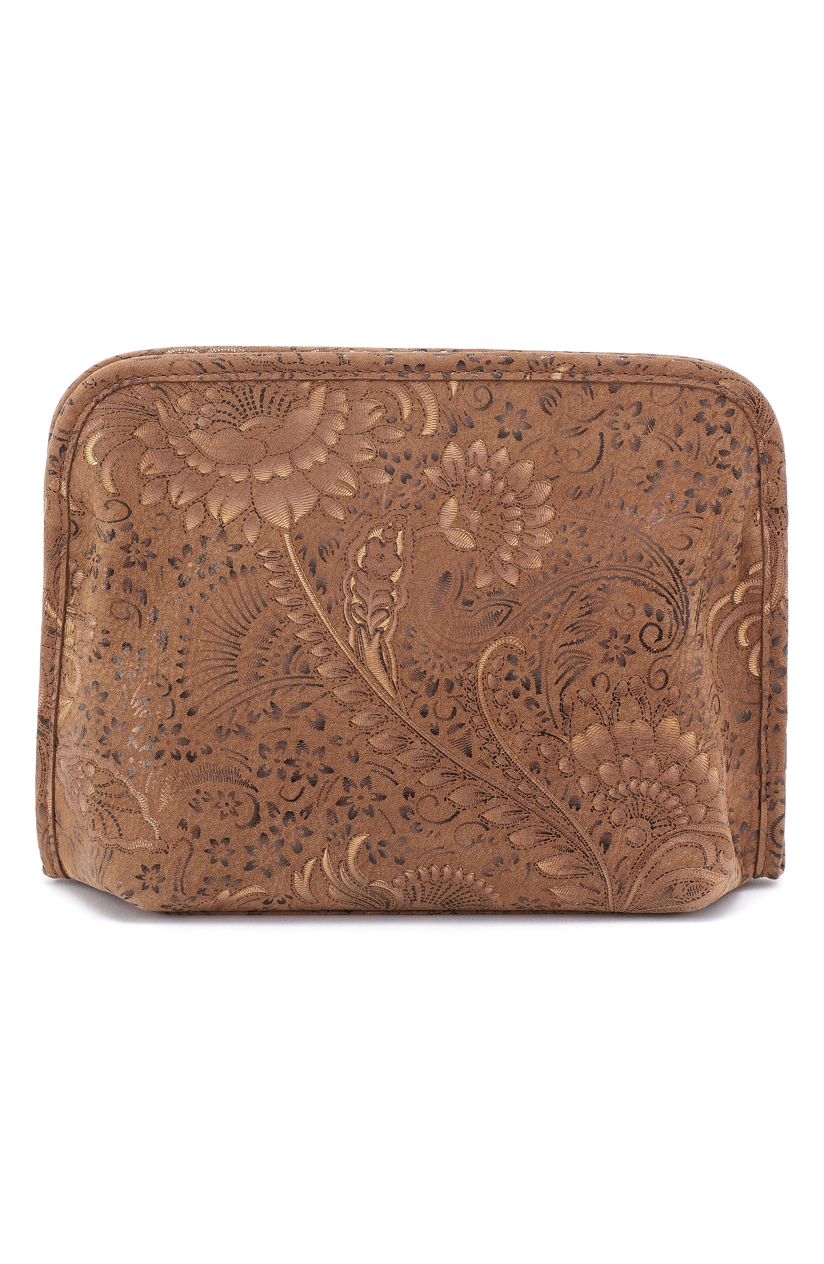 Beauty Leather Cosmetic Pouch, Alternate, color, MINK FOLKLORE