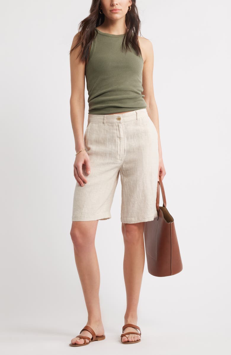Caslon<sup>®</sup> Easy Waist Linen Bermuda Shorts, Alternate, color, 